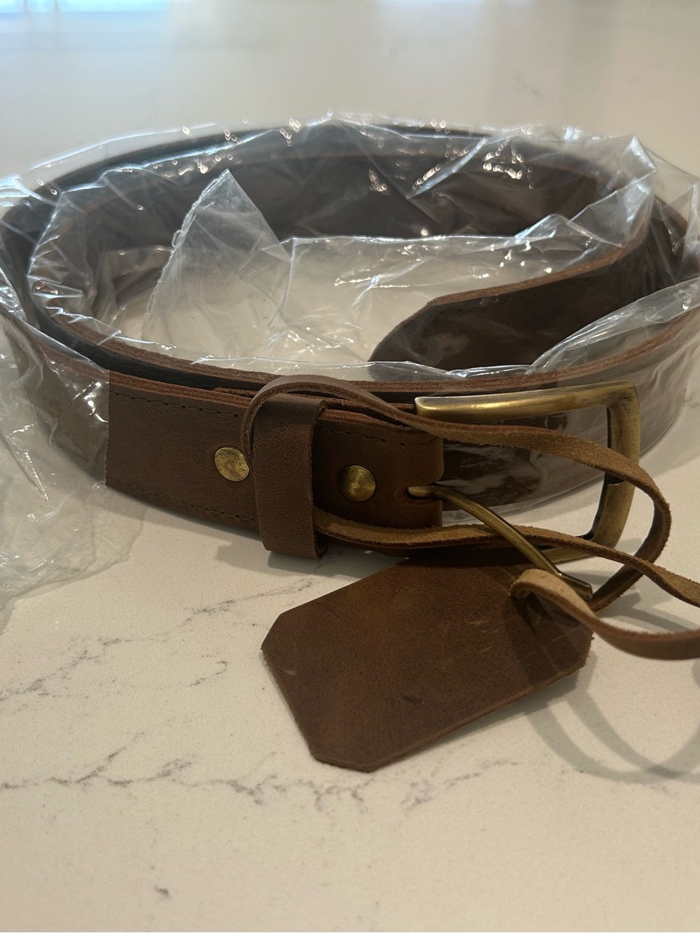 Nisolo Classic Brown Leather Men's Belt with Brass Buckle